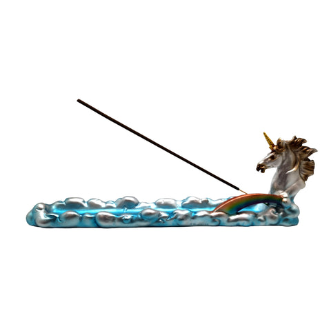 Unicorn Boat Incense Burner – 12 Inch Multicolor Hand-Painted Cold Cast Resin