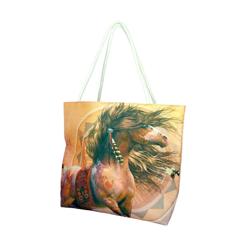Spirit Warrior Jute Tote Bag 17 x 15 x 4.5 Inch | Eco-Friendly Durable Shopping Shoulder Bag