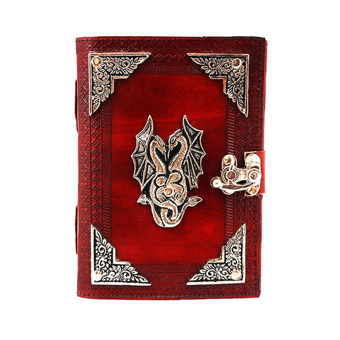 Handmade Double Dragon Leather Journal – 5 x 7 Inch Embossed Notebook
