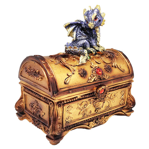 Dragon Trinket Box with Hinged Lid – Hand-Painted Cold Cast Resin