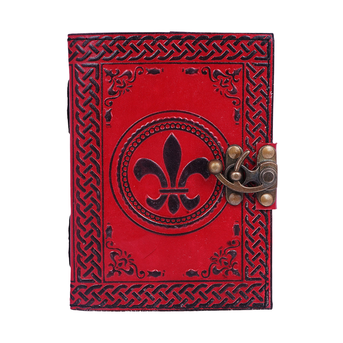 Embossed Leather Journal – 5x7 Inch Red Handmade Notebook