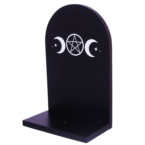 Wood Triple Moon Incense Burner – 7 x 5 x 3 Inch Wooden Holder for Incense Sticks