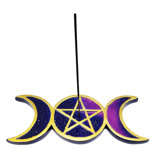 Pentagram Moon Incense Burner 8x3.5 Inch – Decorative Crescent Moon Incense Holder
