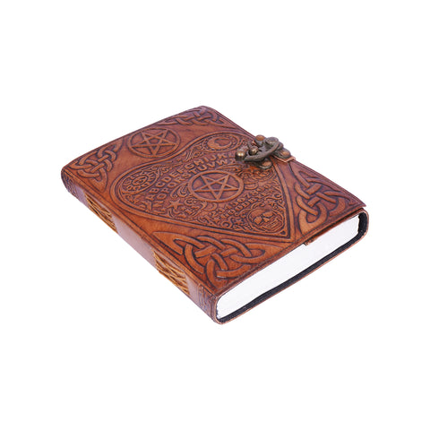 Ouija/Spirit Board Planchette Embossed Leather Journal – 6x8 Handmade Vintage Notebook