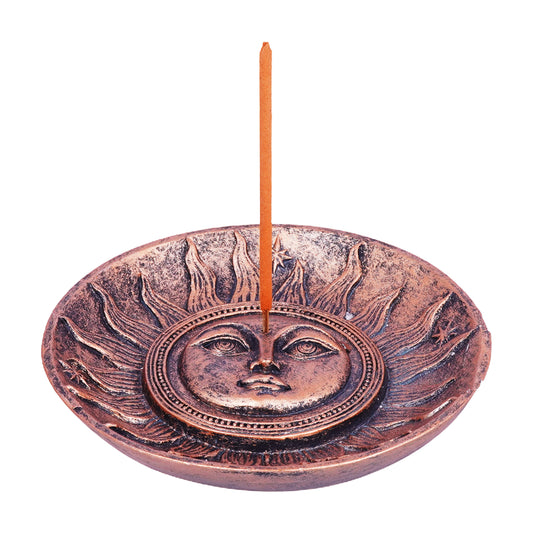 Bronze Sun Incense Holder & Ashtray – 5 Inch Hand-Painted Cold Cast Resin