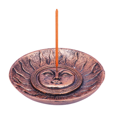Bronze Sun Incense Holder & Ashtray – 5 Inch Hand-Painted Cold Cast Resin