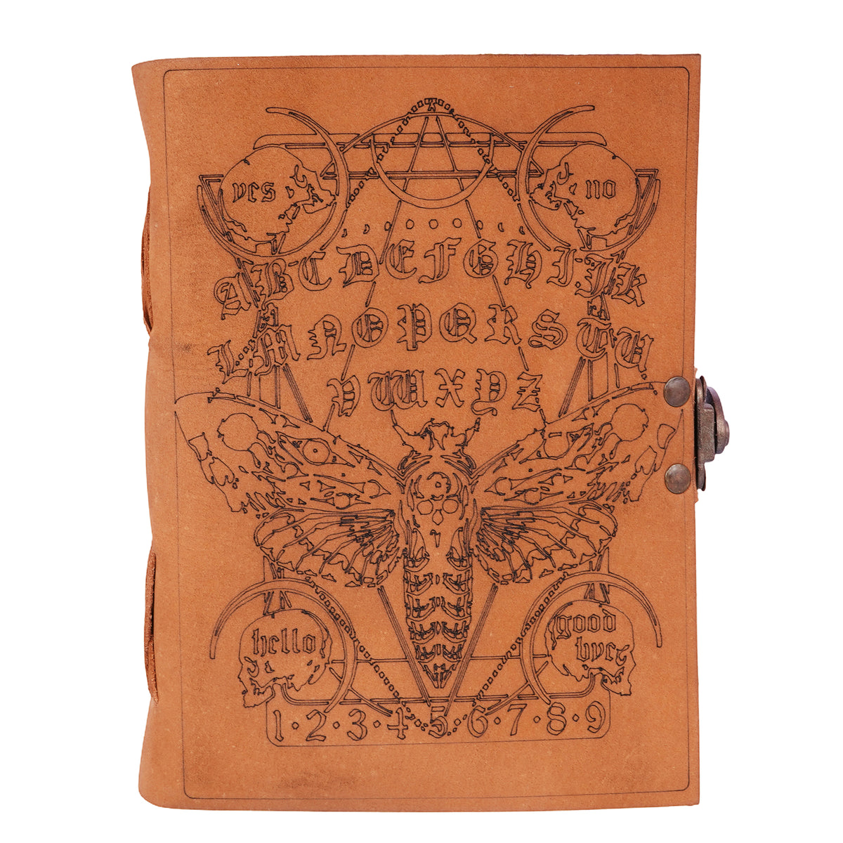 Soft Leather Spirit Moth Journal 5x7 – Handmade Embossed Leather Notebook