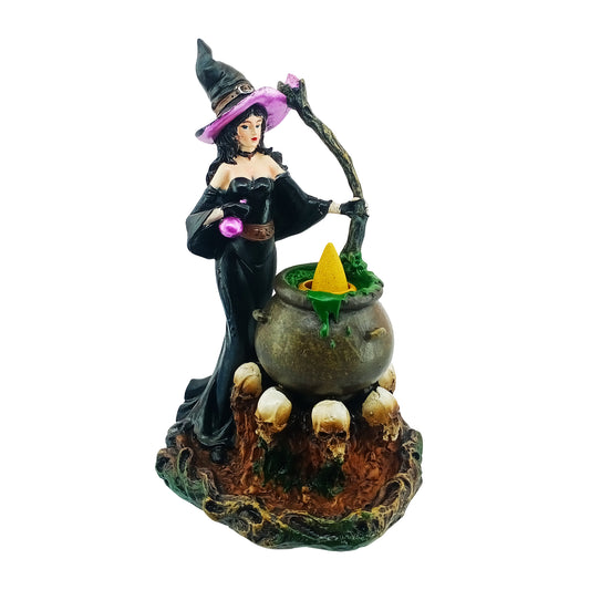 Witch Cauldron Backflow Incense Burner 8" for Gothic & Spooky Home Décor