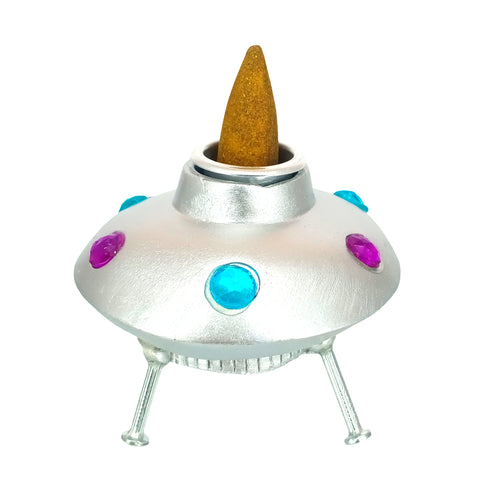 Space Ship Backflow Incense Burner 2" for Relaxation & Sci-Fi Home Décor