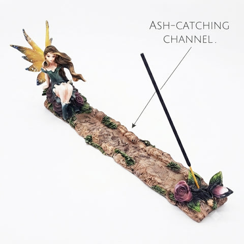 Fairy with Lilacs Incense Burner – Hand-Painted Cold Cast Resin