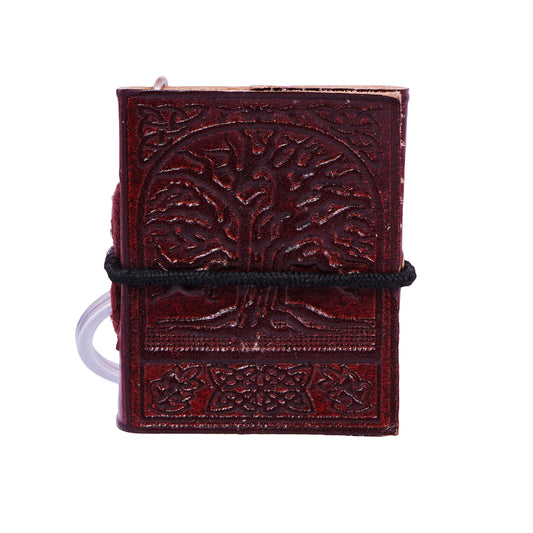 Mini Leather Journal Keychain – 2x1.5 Inch Brown Handmade Notebook Key Ring