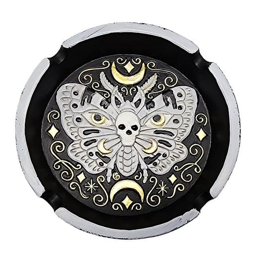 Death’s-head Hawkmoth Hand-Painted Ashtray – 4.25 Inch Decorative Moth Ash Tray