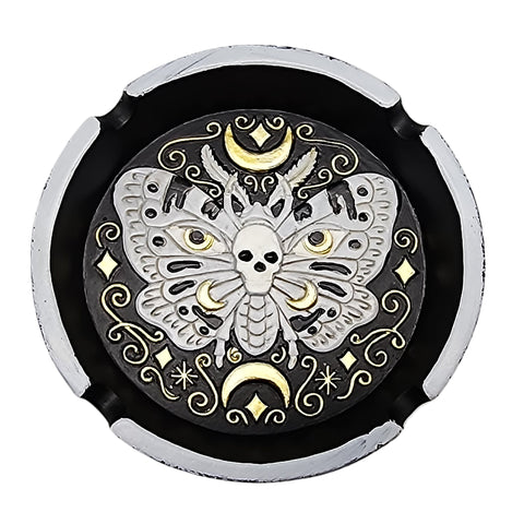 Death’s-head Hawkmoth Hand-Painted Ashtray – 4.25 Inch Decorative Moth Ash Tray