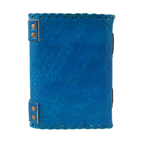Blue Embossed Leather Journal – Handcrafted Leather Bound Notebook