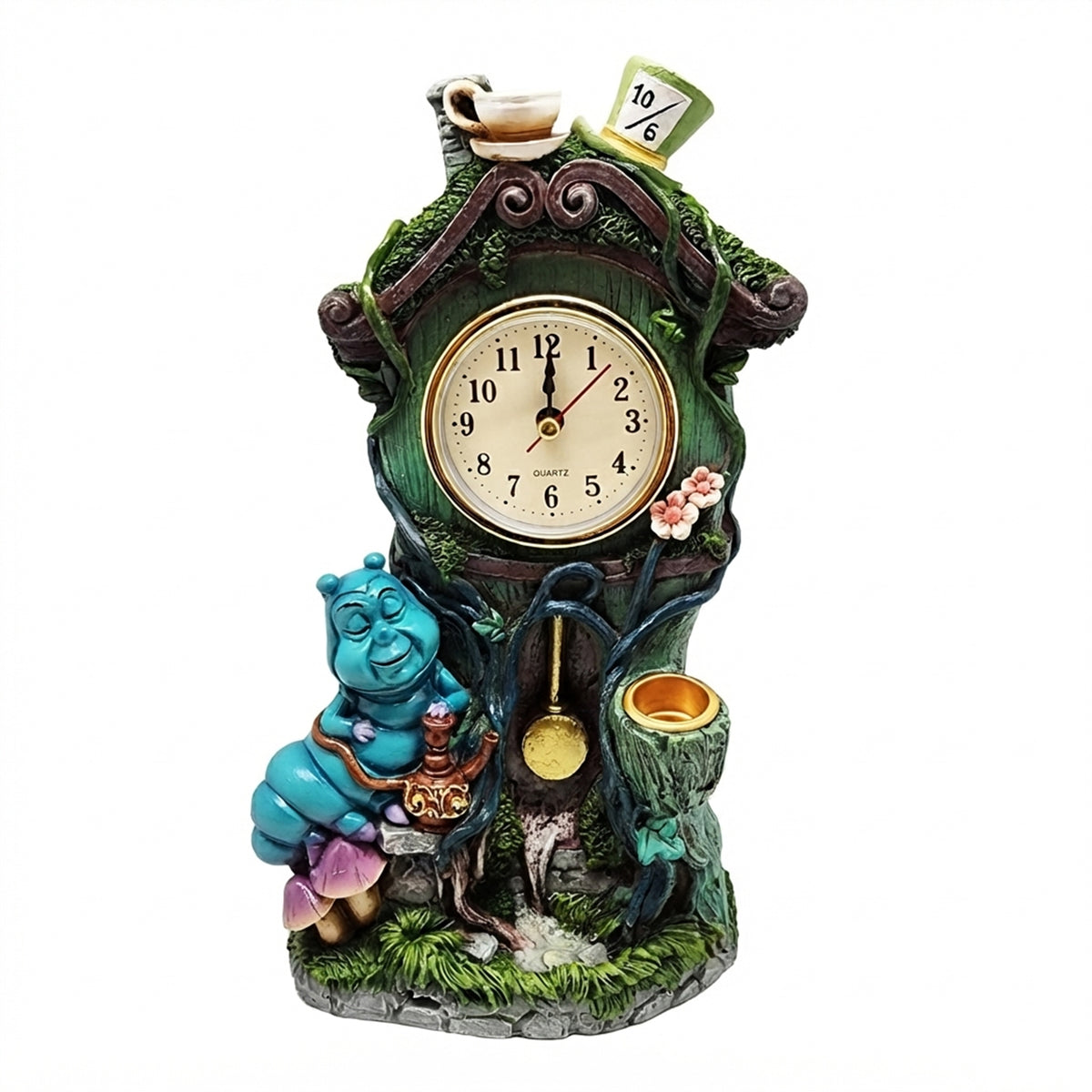 Caterpillar Clock Backflow Incense Burner – Decorative Backflow Incense Cone Holder with Caterpillar and Clock Design