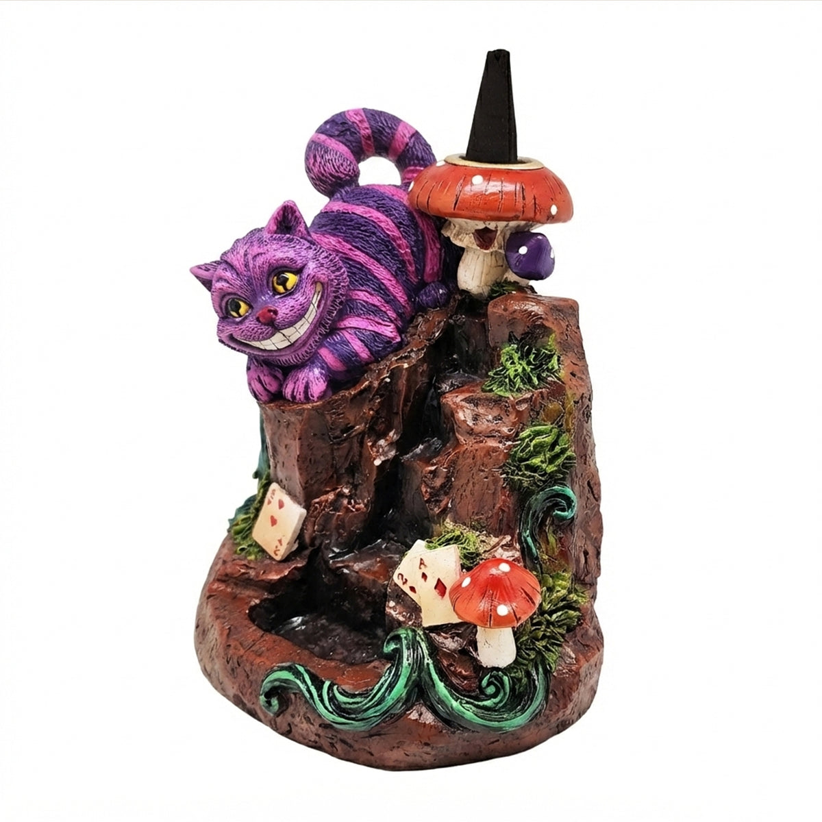 Cheshire Cat Backflow Incense Burner – Decorative Backflow Incense Cone Holder with Detailed Cat Design