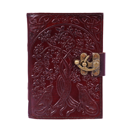 Wolves with Tree of Life Leather Embossed Journal