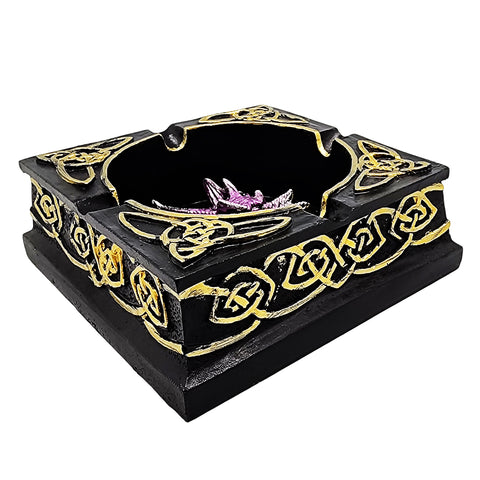Dragon Ashtray – 4.5" x 4.5" Hand - Painted Cold Cast Resin