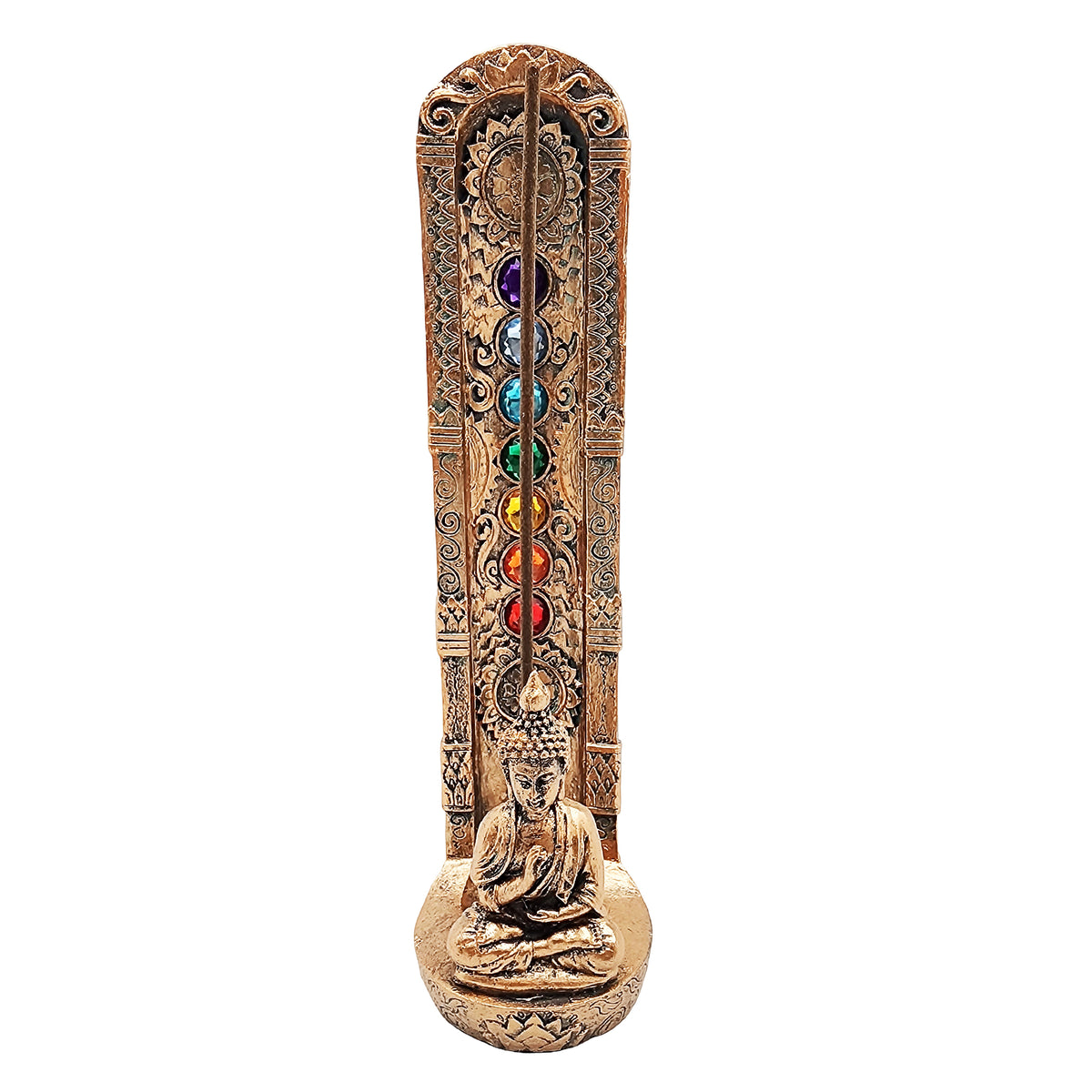 Standing Buddha Chakra Stone Incense Burner – Includes 7 Color
