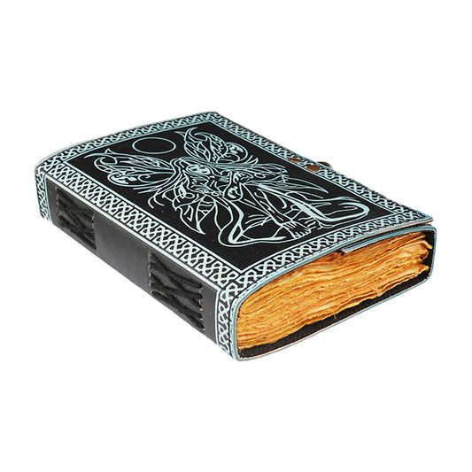 Two Tone Black & Blue Fairy Leather Embossed Journal – 5 x 7 Inch Vintage Notebook