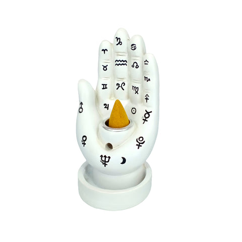 Palmistry Hand Backflow Cone Incense Burner for Meditation, Spiritual Décor