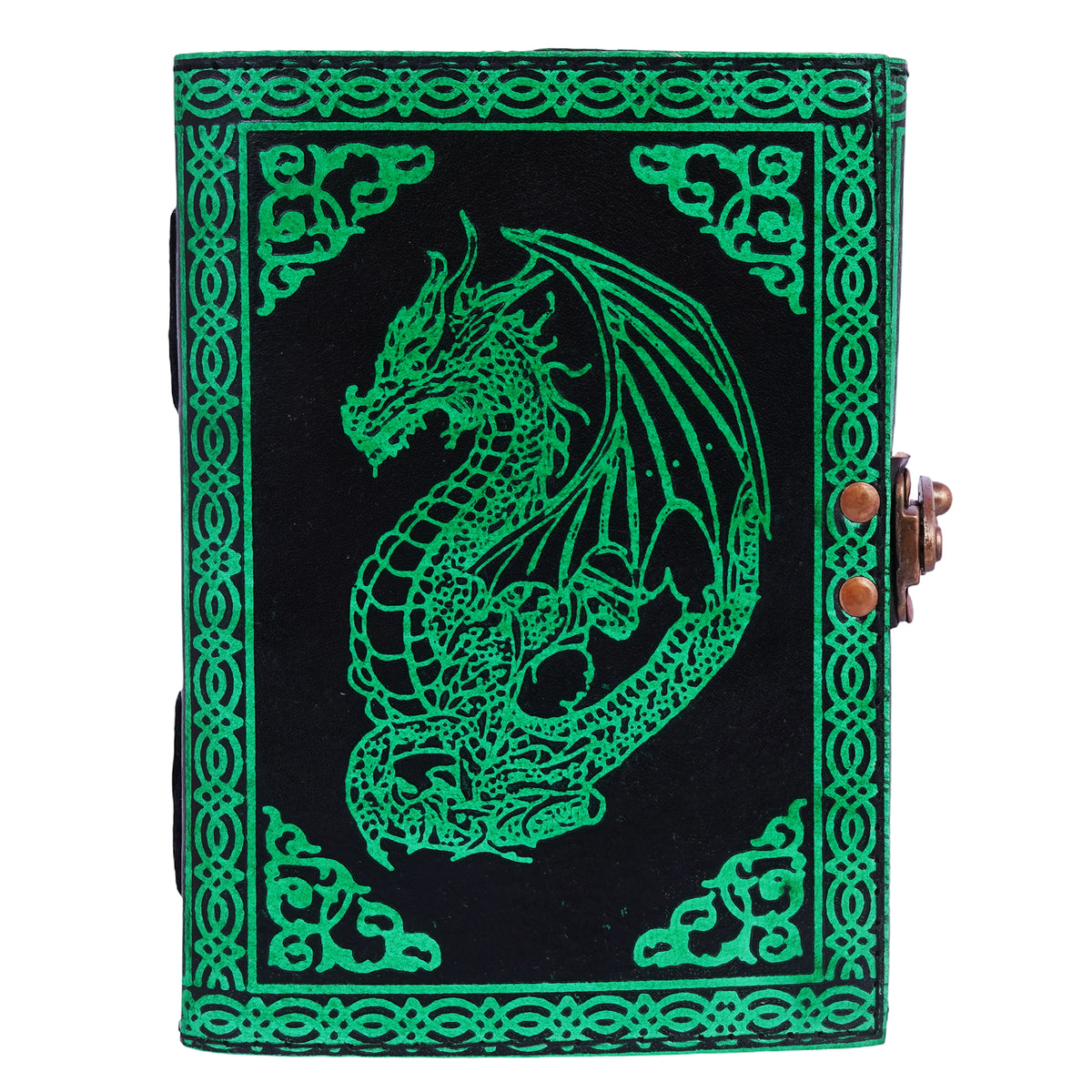Green Dragon Protector Embossed Leather Journal Handmade Notebook