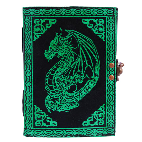 Green Dragon Protector Embossed Leather Journal Handmade Notebook