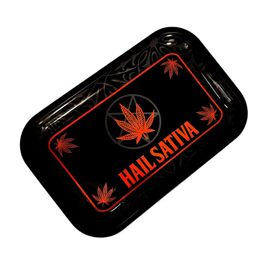 Hail Sativa Rolling Tray – 11.5 x 4 x 0.75 Inch Tin Rolling Tray