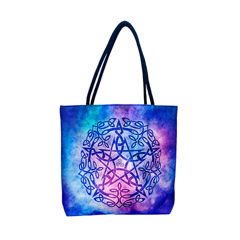 Brigid Ashwood Pentagram Tote Bag – 15" Jute Rope Handles, Reusable Shopping Shoulder Bag