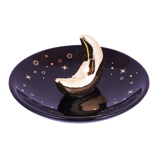 Ceramic Moon Incense Holder – 5 Inch Round Ash Catcher | Handcrafted Moon-Themed Burner for Sticks