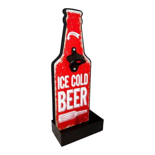 Metal Ice Cold Beer Bottle Opener With Cap Collector Catcher