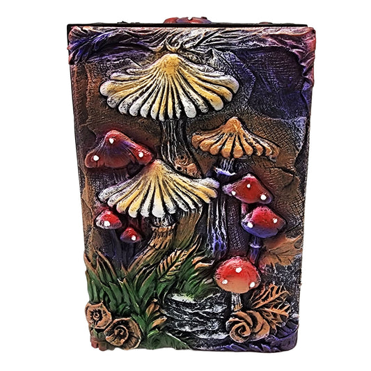 Mushroom Garden Trinket Box – 5.5 x 3.5 x 2 Inch Hand-Painted Cold Cast Resin