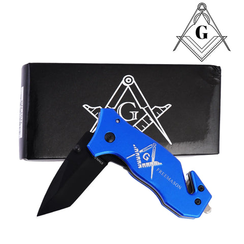 Masonic Folding Knife Expertly Crafted, Durable Tool with Engraved Masonic Emblems for Everyday Use, Ceremonial Purposes, & Collectors – Symbolizing Tradition & Superior Craftsmanship Practical Design (Blue) Trendy Zone 21