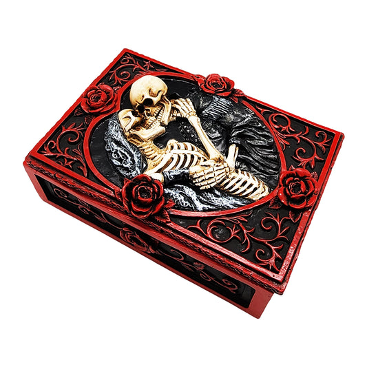 Skeleton Lovers Trinket Box – 5.5 x 3.5 x 2 Inch Hand-Painted Cold Cast Resin