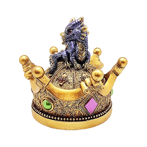 Dragon on Crown Trinket Box – Hand-Painted Cold Cast Resin