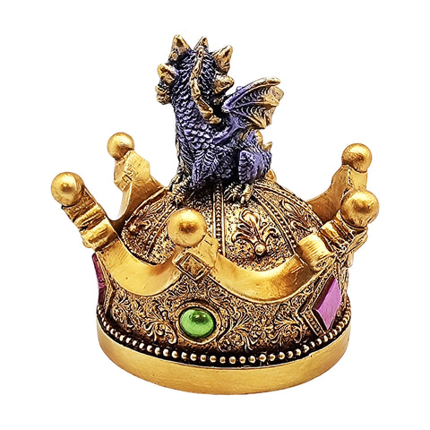 Dragon on Crown Trinket Box – Hand-Painted Cold Cast Resin