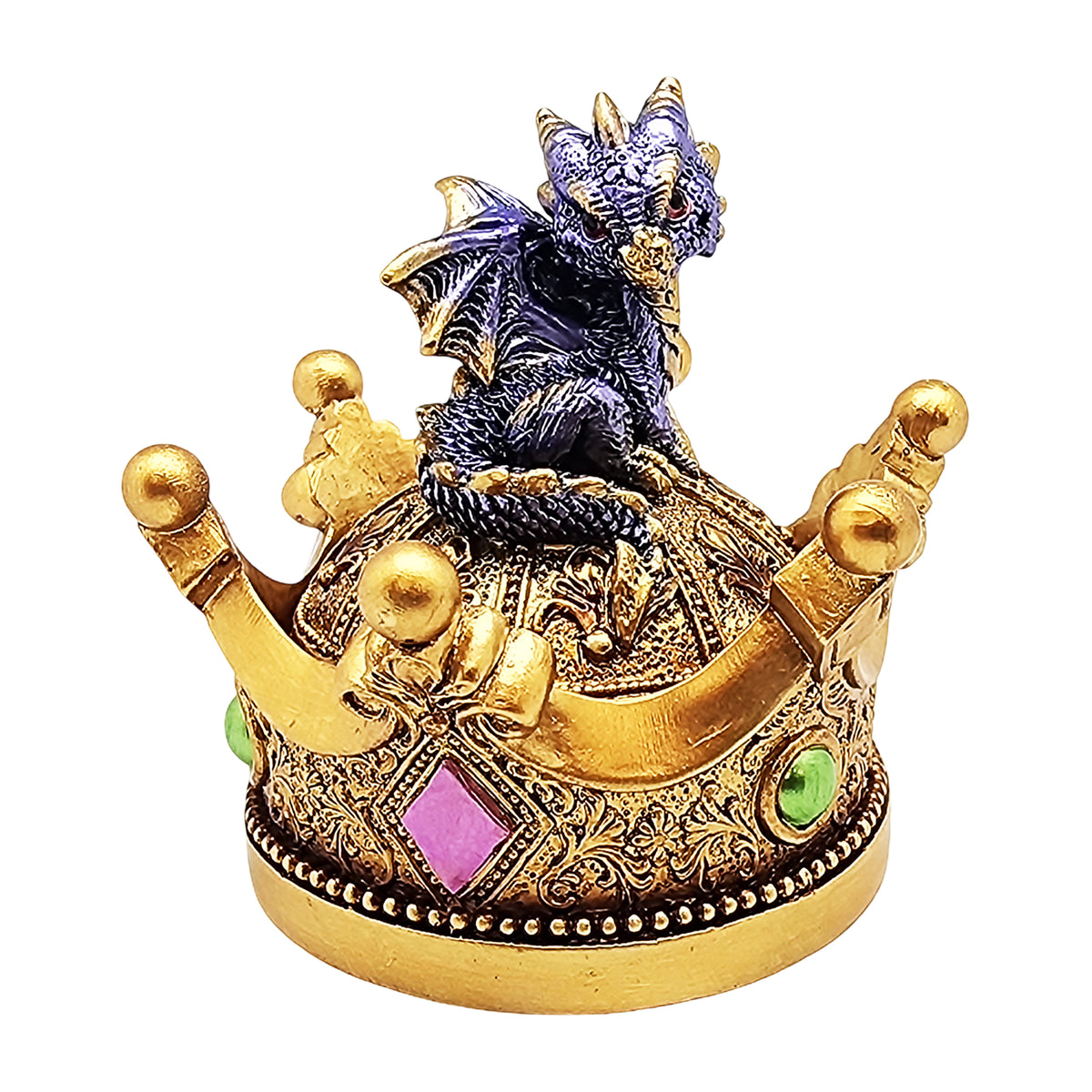 Dragon on Crown Trinket Box – Hand-Painted Cold Cast Resin
