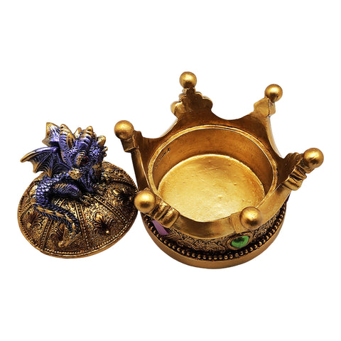 Dragon on Crown Trinket Box – Hand-Painted Cold Cast Resin