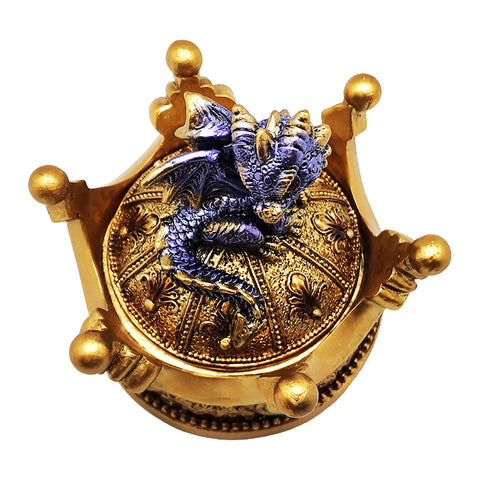 Dragon on Crown Trinket Box – Hand-Painted Cold Cast Resin