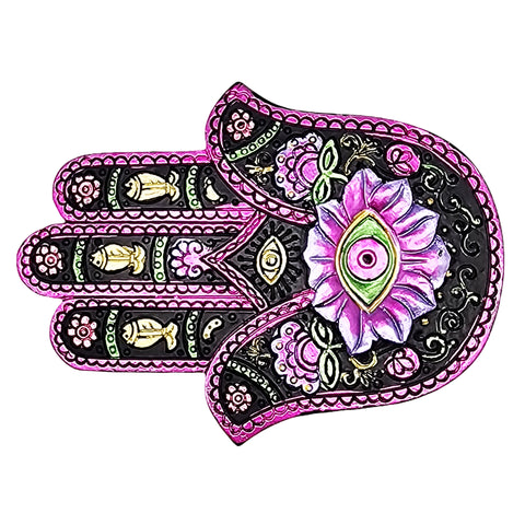 Black & Fuchsia Hamsa Hand Aromatic Stick Incense Burner Holder