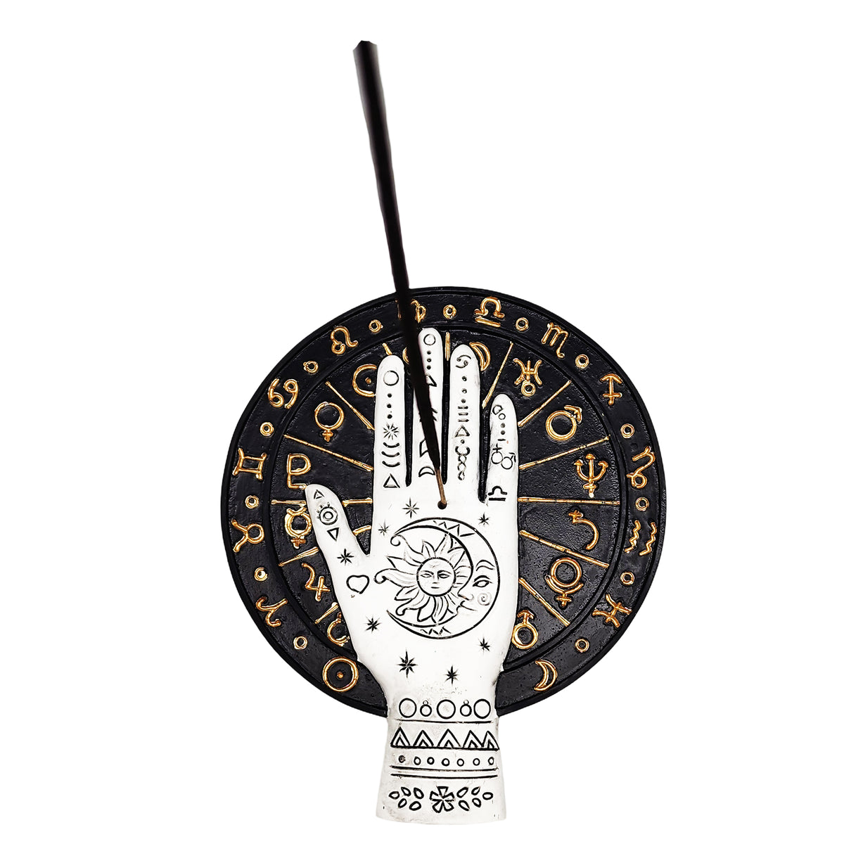 Palmistry Flat Incense Burner - Polyresin / 4.75" x5.75 Hand Painted