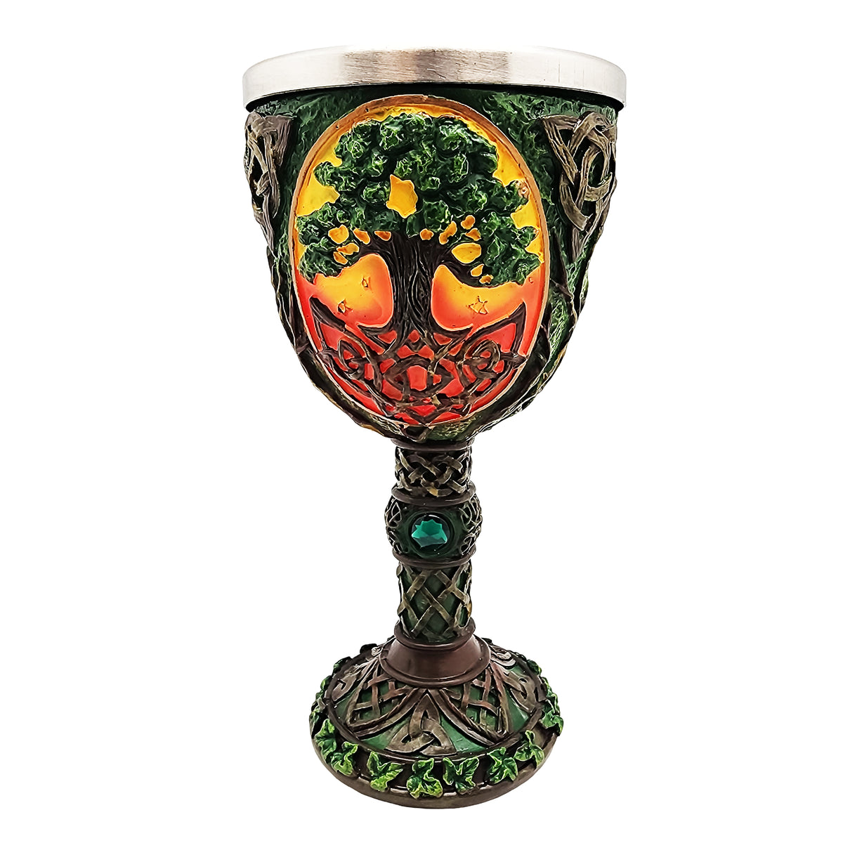 Tree of Life Goblet – 7.5 Inch Multicolor Decorative Chalice with Stainless Steel Insert for Home Décor & Collectors