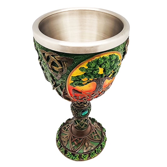 Tree of Life Goblet – 7.5 Inch Multicolor Decorative Chalice with Stainless Steel Insert for Home Décor & Collectors