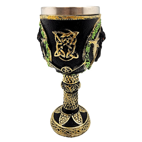 Magickal Cat on Pentagram Goblet 7 x 3 Inches – Hand-Painted Cold Cast Resin