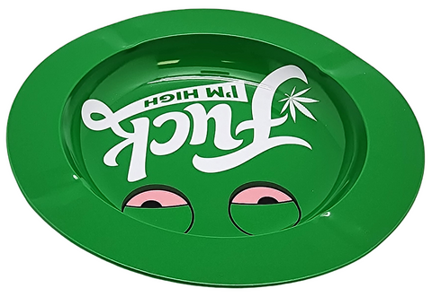 Fuck I’m High” Tin Ashtray – 5.5" Round Metal Ashtray
