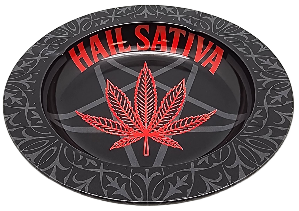 Hail Sativa Tin Ashtray – 5.5" Round Metal Ashtray