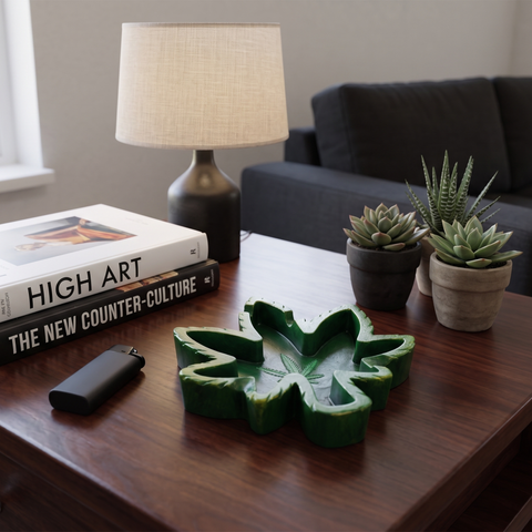 Green Leaf Ashtray – Leaf-Shaped Decorative Ash Tray