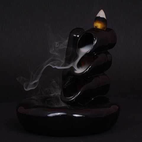 Bamboo Logs Ceramic Backflow Incense Burner 4.25 Inch
