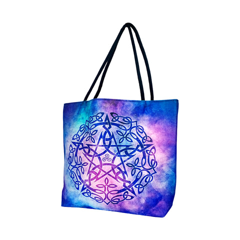 Brigid Ashwood Pentagram Tote Bag – 15" Jute Rope Handles, Reusable Shopping Shoulder Bag
