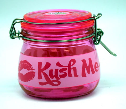 Large Kush Me Dank Tank – 4 1/2" x 4" Airtight Storage Jar with Colored Silicone Seal